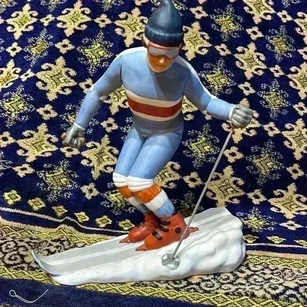 Rare 1983 Andrea Sadek the skier Figurine. 8.5 inches tall. Missing one pole